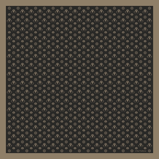 روسری ابریشم توییل سایز 135مونوگرام CHM5رنگ مشکی