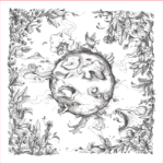 روسری ابریشم طبیعی طرح شور خاک- رنگ طوسی، الهام گرفته از نبرد خیر و شر با دوخت دستی