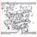 روسری ابریشم طربعی طرح روح نور- رنگ طوسی با دور دوزی دست و روایت جریان نور و پیروزی خیر بر شر